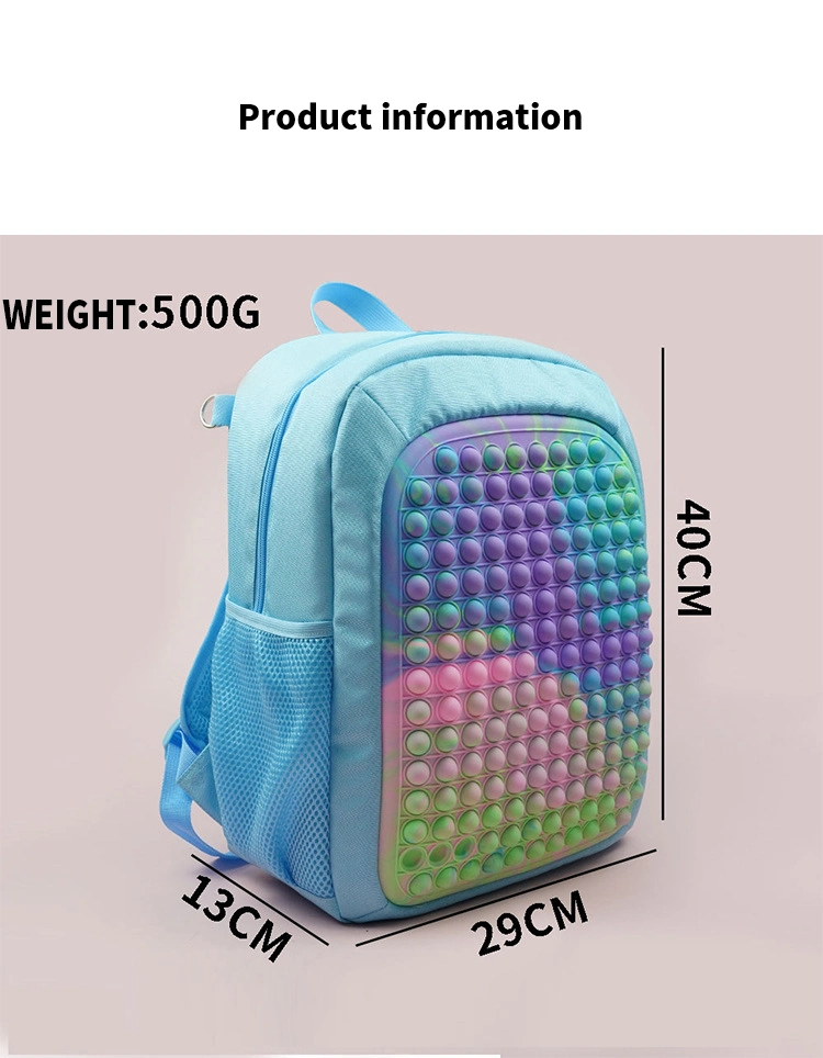 Silicone Fidget Backpack Toy Kids Girls Stress Reliever Pops Fidget School Backpack